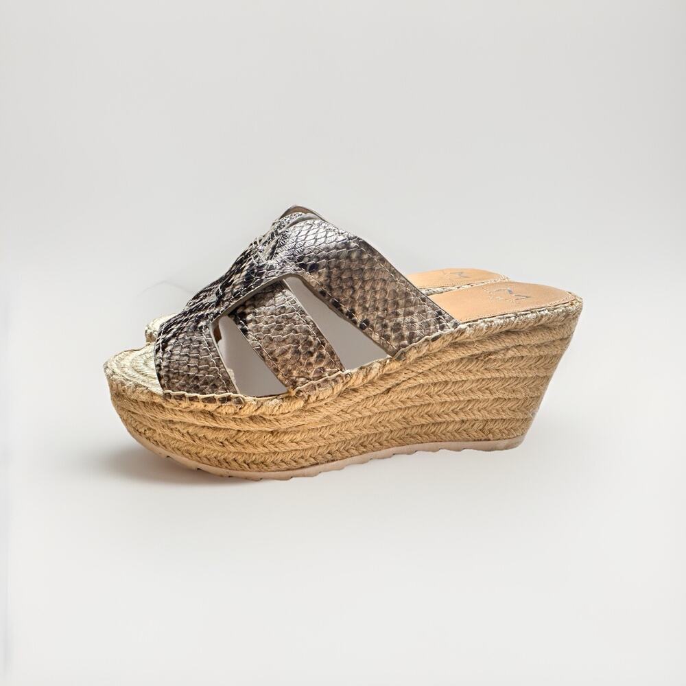 Marc Fisher Python Snakeskin Robbyn Espadrille Si… - image 1